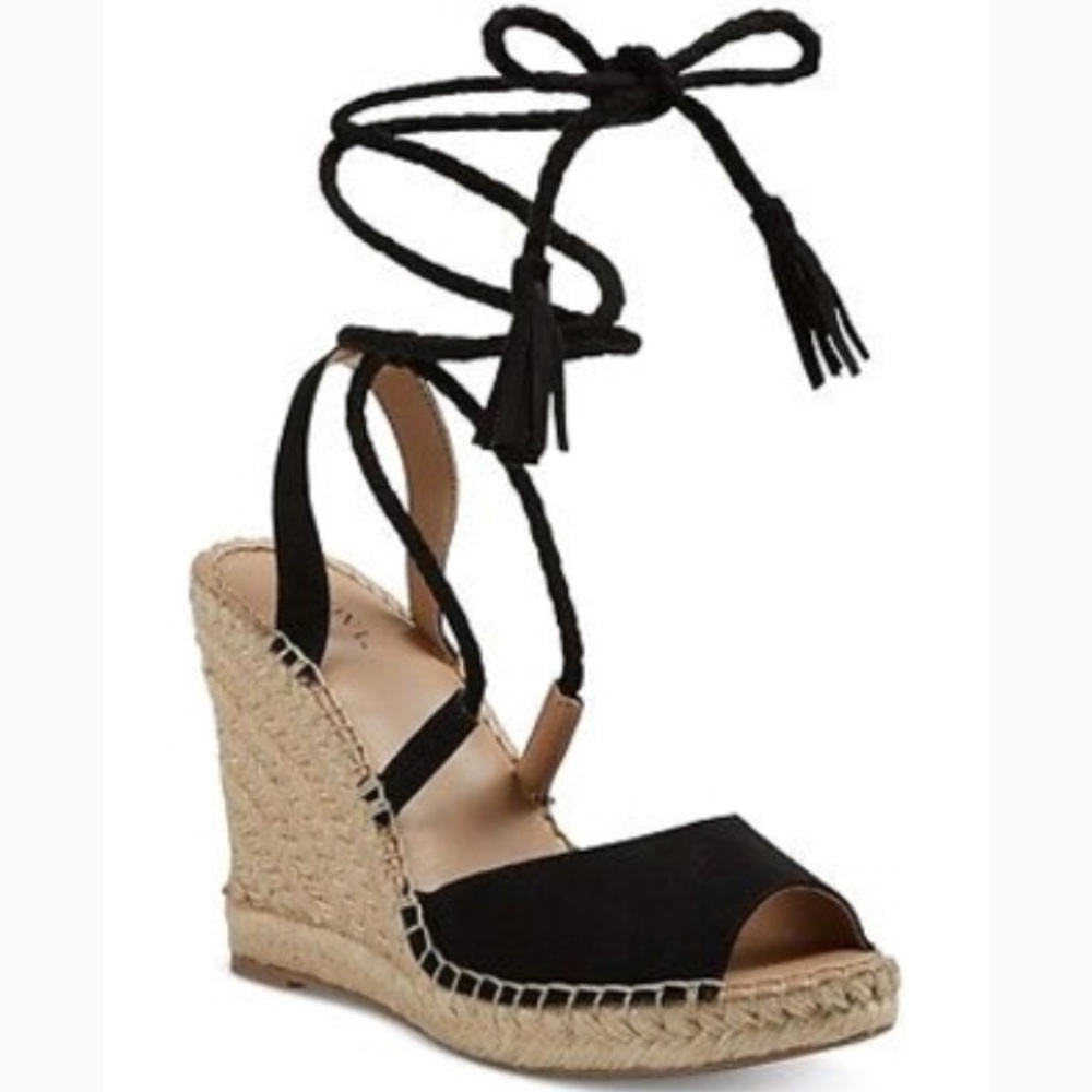 Black Merona lace up wedges